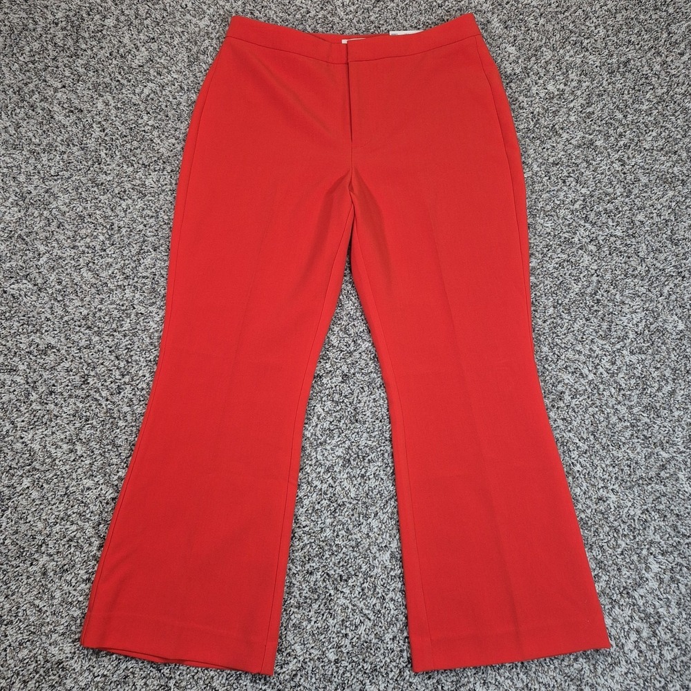 Nine West High Rise Kick Flare Pants Womens 12 Red Bell Bottom Retro Modern Chic